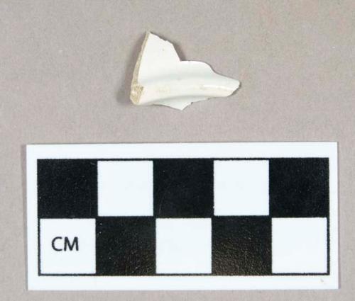 Ceramic, pearlware base sherd, undecorated, interior surface missing