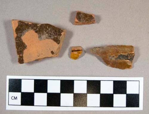 Ceramic, redware body sherds, glaze one one side