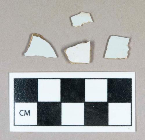 Ceramic, tin-glazed body sherds, glaze on one side, undecorated