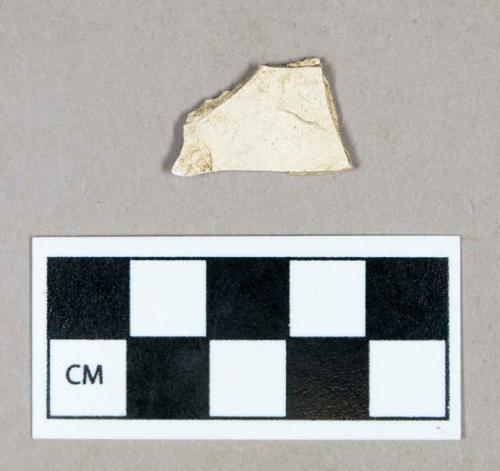 Ceramic, refined earthenware body sherd, glaze/surfaces missing