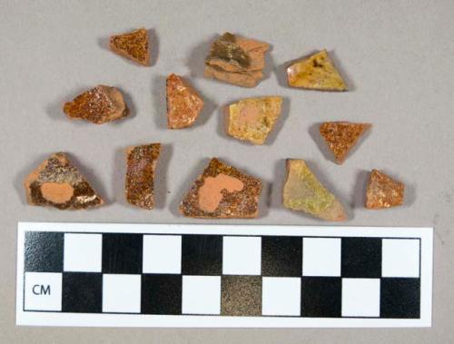 Ceramic, clear-glazed redware body sherds