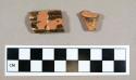 Ceramic, redware handle sherds, clear glaze