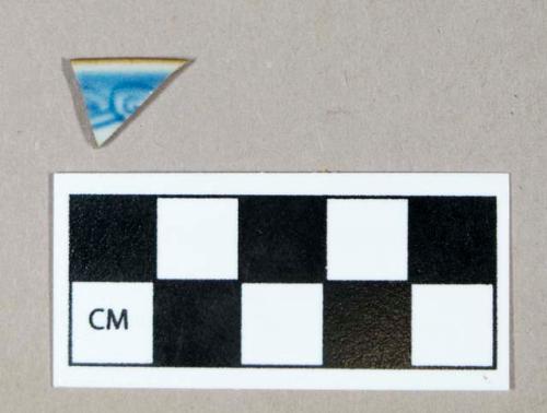 Ceramic, blue and brown hand-painted porcelain rim sherd