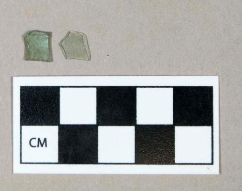 Glass, light green bottle body fragments