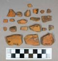 Ceramic, redware body sherds, glaze/surfaces heavily weathered