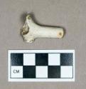 Ceramic, white clay pipe stem with heel/spur and bowl fragment, 5/64" bore diameter