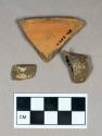 Ceramic, redware rim sherds, glaze/surface weathered