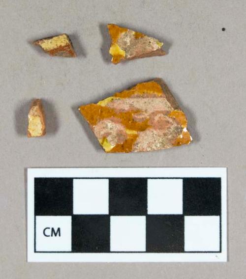 Ceramic, slip decorated clear glazed redware body sherds