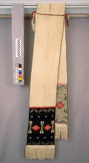 Brocaded white cotton ceremonial sash