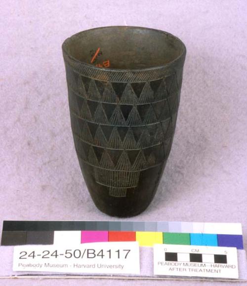 Blackware beaker with incised triangles