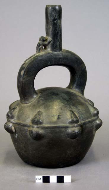 Jar, black ware, stirrup spout