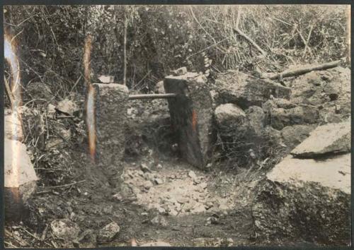 Temple of the Lintel, doorway after excavation and hieroglyphic lintel