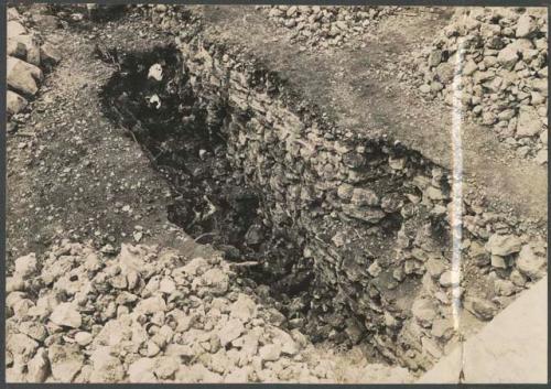 Caracol, trench on east side of lower platform