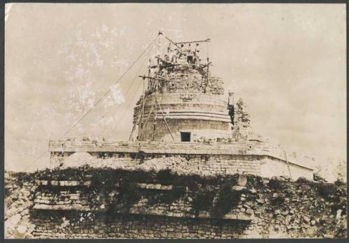 Caracol, tower, south side under repair