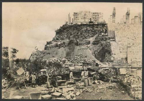 Temple of the Warriors, excavation of Northwest Colonnade and buried temple