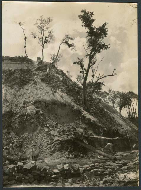 Temple of Warriors during excavation