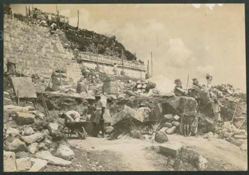 Temple of Warriors, stairway excavation and repair