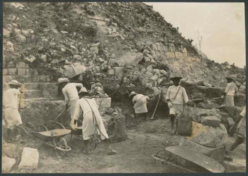 Temple of Warriors, stairway excavation