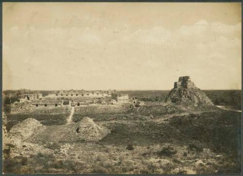 View from platform of Governor's Palace, showing Ball Court and Monjas