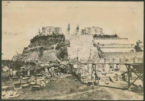 Temple of the Warriors, excavation of northwest colonnade and buried temple