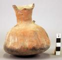 Pottery vase, red, indentures