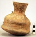 Pottery vase, red, flatened bottom