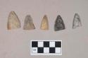 Chipped stone, projectile points, triangular, one fragment, one with ear