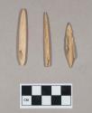 Organic, worked animal bone awl fragments