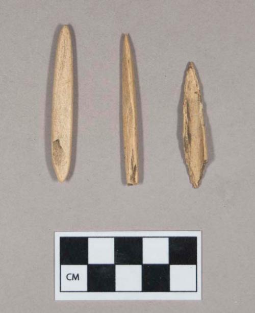 Organic, worked animal bone awl fragments