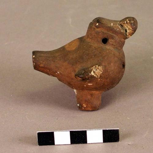 Ceramic effigy whistle, bird shaped