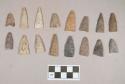 Chipped stone, projectile points, triangular; biface fragment