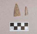 Chipped stone, projectile point, triangular; biface fragment
