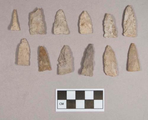 Chipped stone, projectile points, triangular; drill