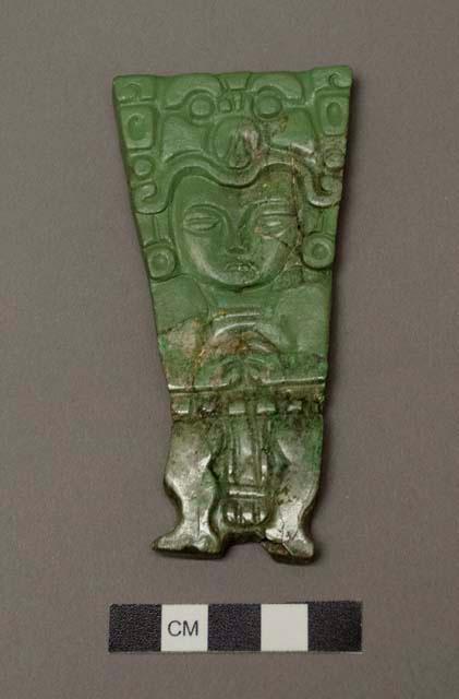 Fragment of engraved jadeite tablet, restored