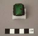 Navajo ring. Rectangular setting of 1 piece of green turquoise. 2.4x2.6 cm.