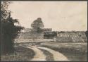 El Caracol, tower with completed repairs, viewed from west