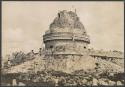 El Caracol, upper terrace and tower with southwest corner under repair