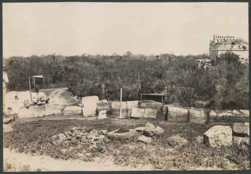 El Caracol, west side of parapet of lower terrace north of stairway