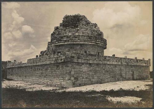 El Caracol, northeast corner of upper platform and terrace, repairs completed