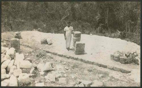 Caracol, small temple at northwest corner of lower terrace, after excavation