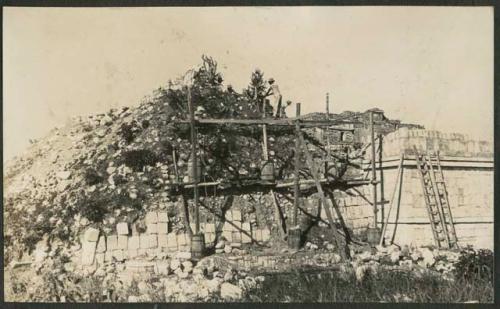 Temple of Wall Panels, northeast corner, excavation and repair