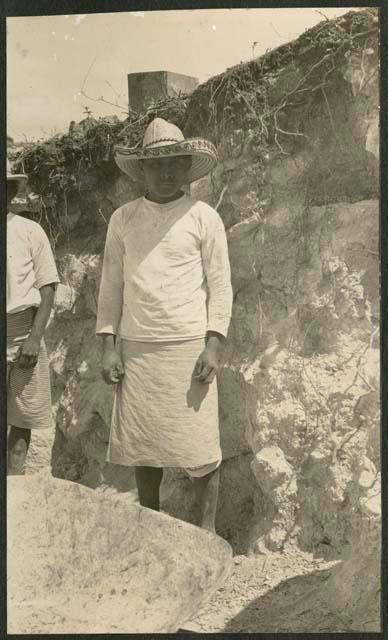 Temple of Wall Panels, man standing in trench