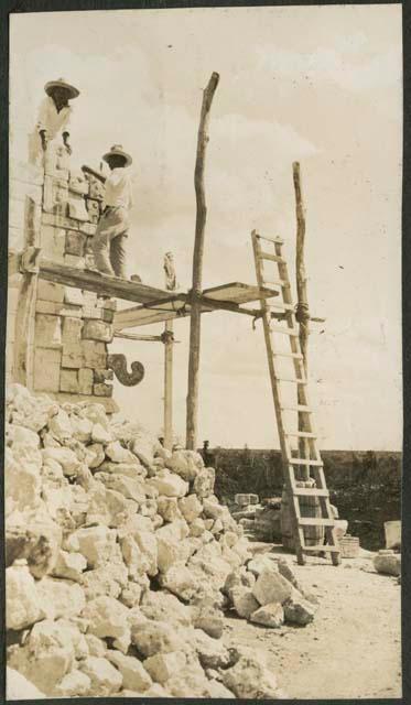 Temple of Warriors, restoring mask panel