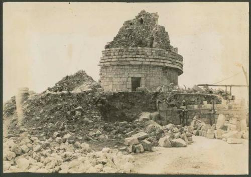 Caracol, north side of upper terrace before repair