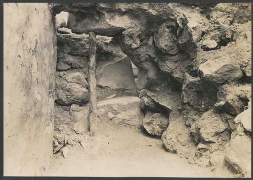 El Caracol, south end of bench partially surrounding 1929 circular structure