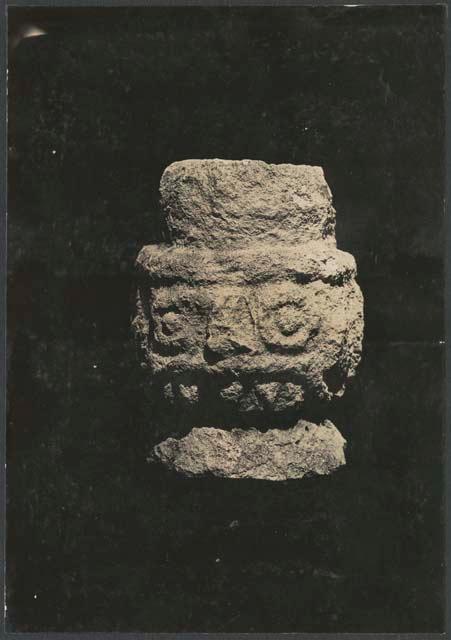 El Caracol, Tloloc head found at southwest corner of Bench House