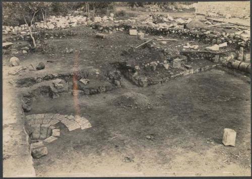 El Caracol, South Annex, southwest side of small court, floor drain at left