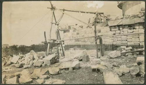 Caracol, Southwest corner of upper terrace under repair