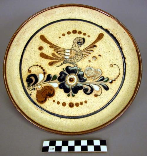 Rustico ware polychrome luncheon set with owl ,bird +plant motif