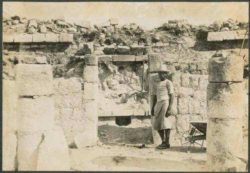 Caracol, excavation of bench in West Annex